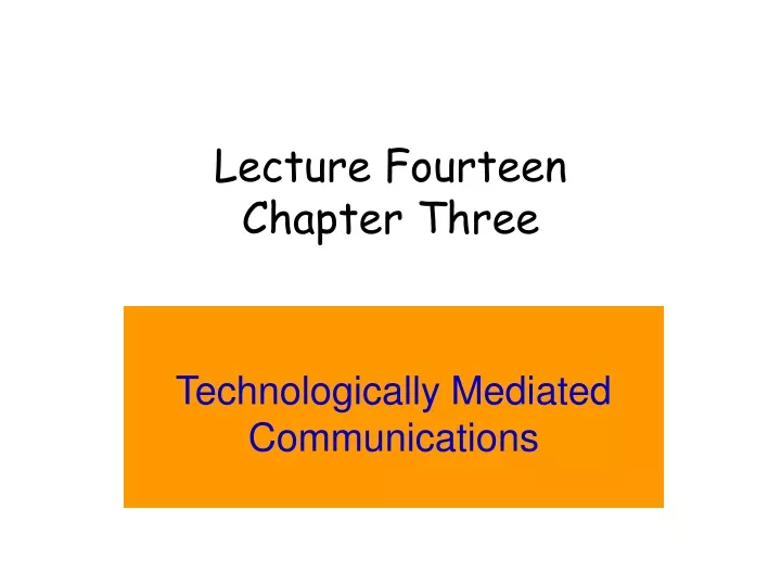 lecture fourteen chapter three