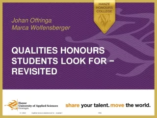 Qualities  honours  students look for − revisited