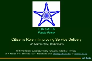 Citizen’s Role in Improving Service Delivery 8 th  March 2004, Kathmandu