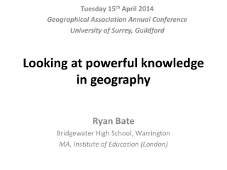 Looking at powerful knowledge in geography