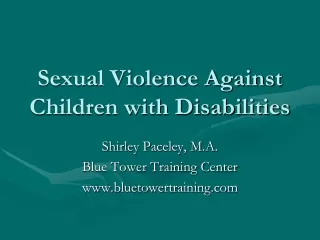 Sexual Violence Against Children with Disabilities
