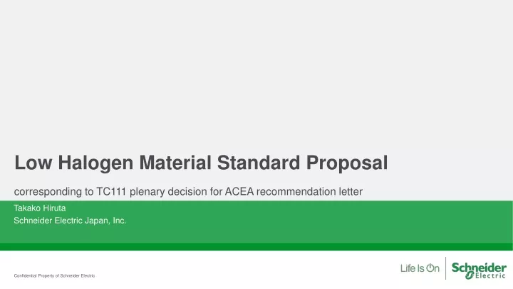 low halogen material standard proposal