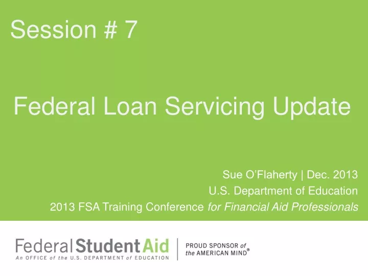 federal loan servicing update