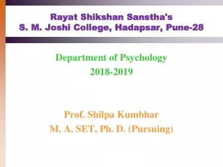 Rayat Shikshan Sanstha's S. M. Joshi College, Hadapsar, Pune-28