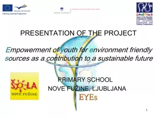 PRESENTATION OF THE PROJECT E mpowerment of  y outh for  e nvironment friendly