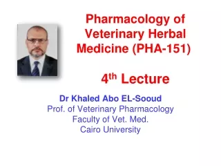 Pharmacology of Veterinary Herbal Medicine (PHA-151)  4 th  Lecture