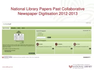 National Library Papers Past Collaborative Newspaper Digitisation 2012-2013