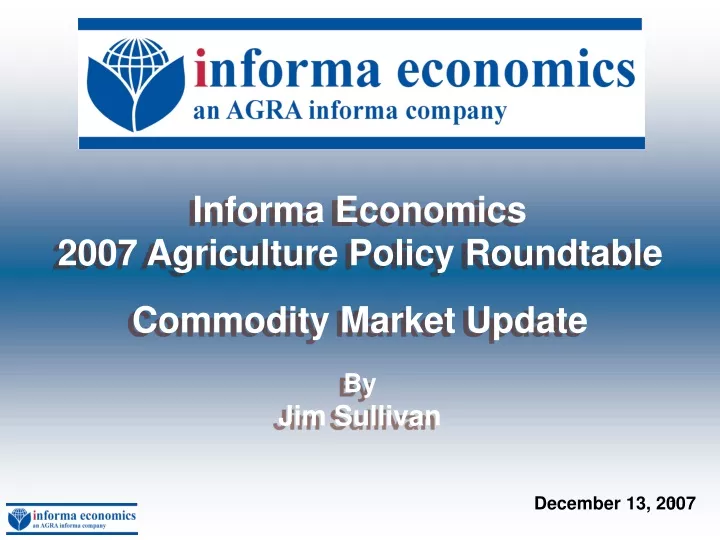 informa economics 2007 agriculture policy