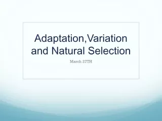 Adaptation,Variation  and Natural Selection