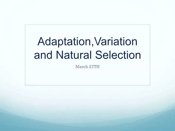 adaptation variation and natural selection