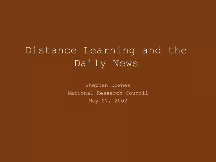 distance learning and the daily news