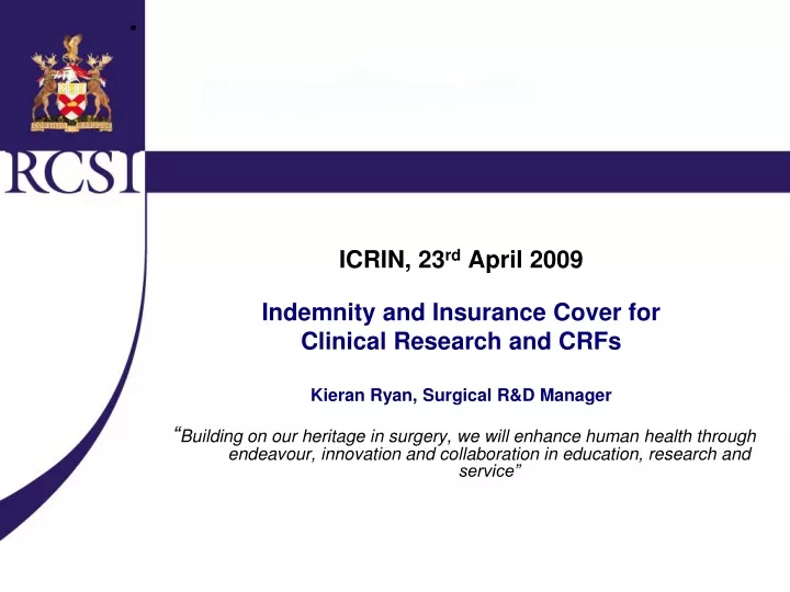 icrin 23 rd april 2009 indemnity and insurance