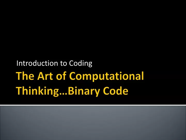 introduction to coding