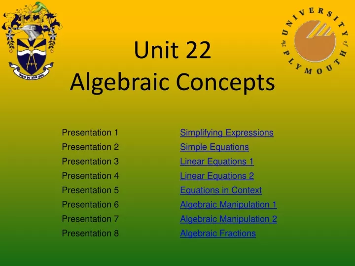 unit 22 algebraic concepts