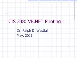 CIS 338: VB.NET Printing