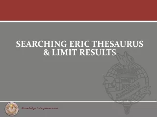 SEARCHING ERIC THESAURUS  &amp; LIMIT RESULTS
