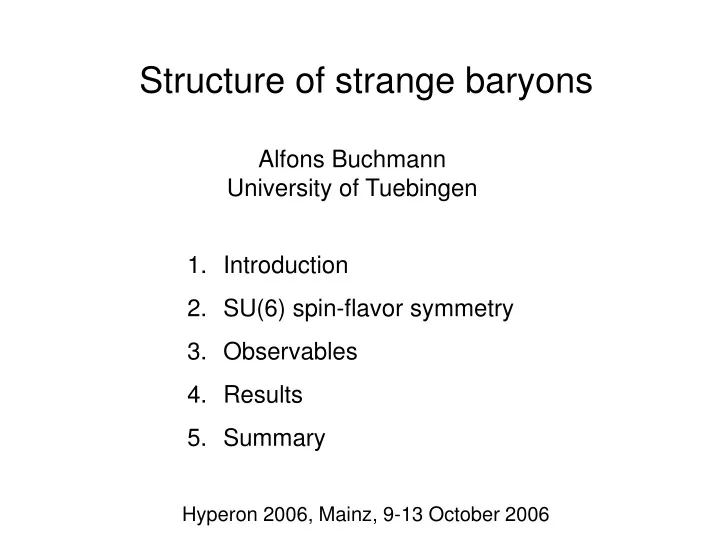structure of strange baryons