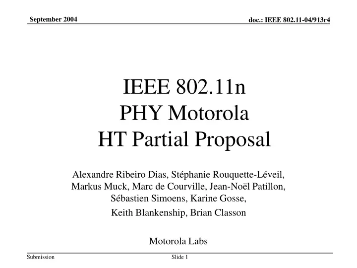 ieee 802 11n phy motorola ht partial proposal