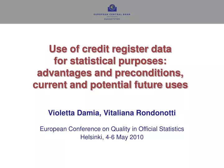 use of credit register data for statistical