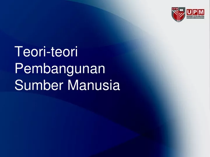 teori teori pembangunan sumber manusia