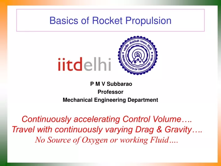 basics of rocket propulsion