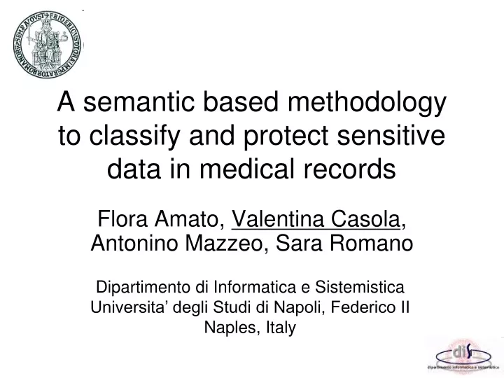 a semantic based methodology to classify and protect sensitive data in medical records