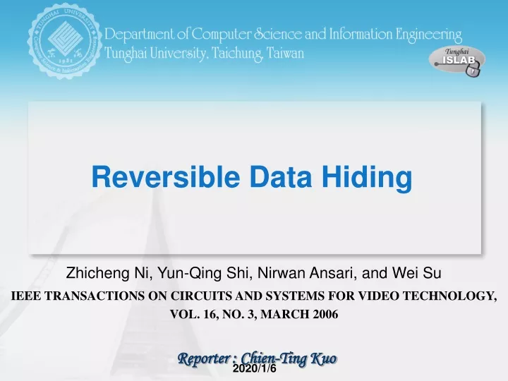 reversible data hiding