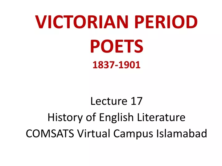 victorian period poets 1837 1901