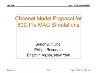 Channel Model Proposal for 802.11e MAC Simulations