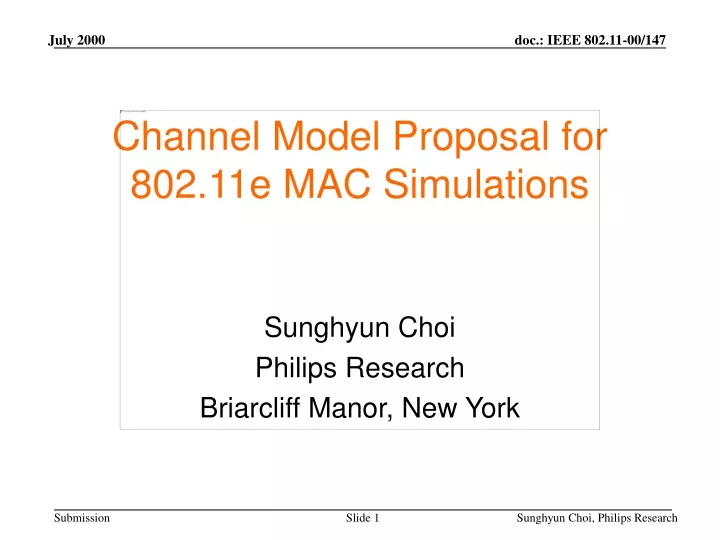 channel model proposal for 802 11e mac simulations
