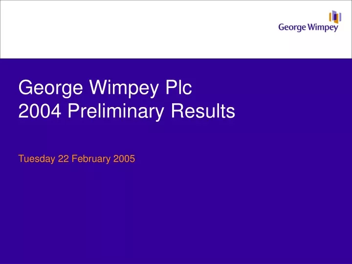 george wimpey plc 2004 preliminary results