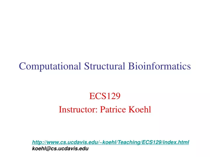 computational structural bioinformatics