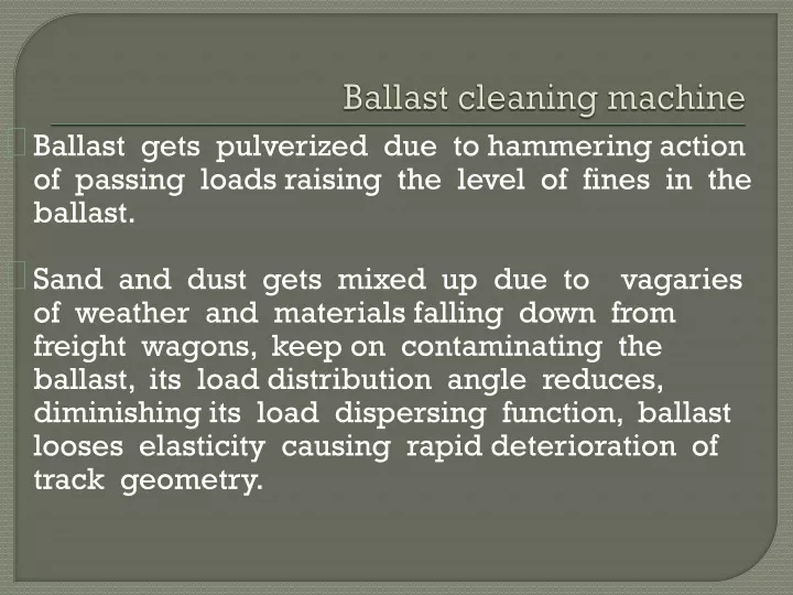 ballast cleaning machine