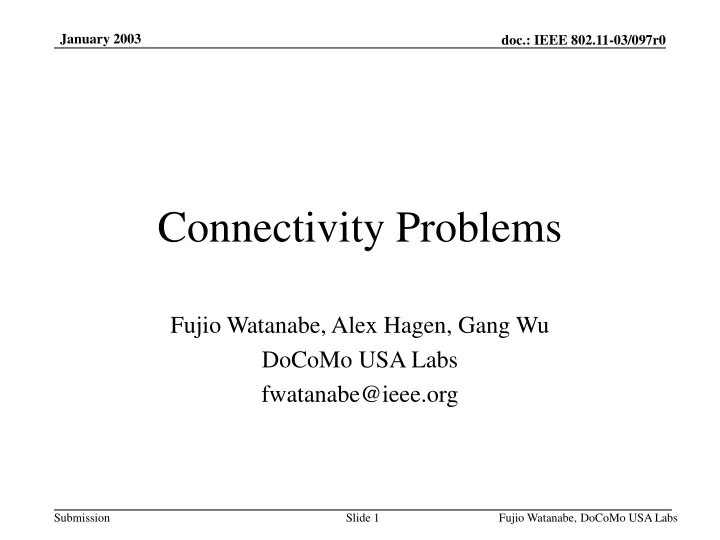 connectivity problems