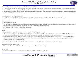 Minutes of LEReC Cooling &amp; Merging Sections Meeting 28 May 2015