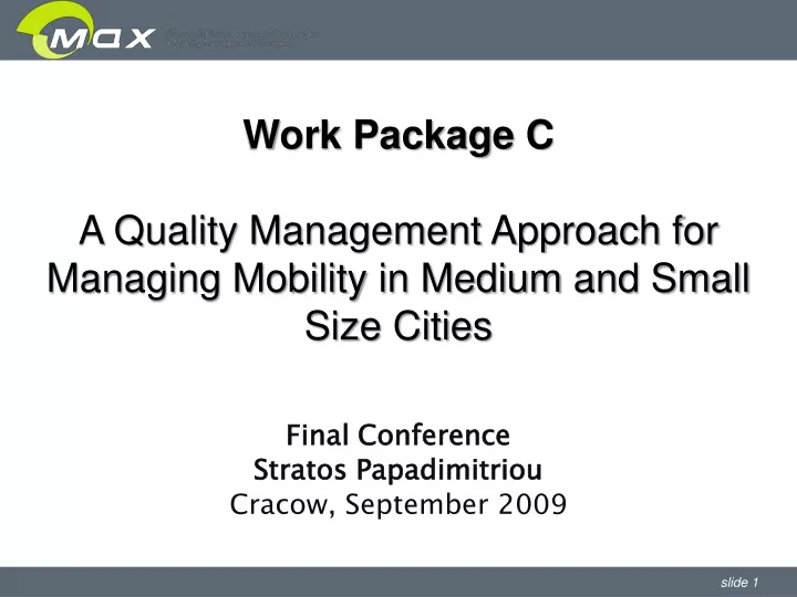 work package c a quality management approach