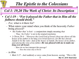 The Epistle to the Colossians