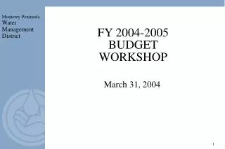 FY 2004-2005 BUDGET WORKSHOP