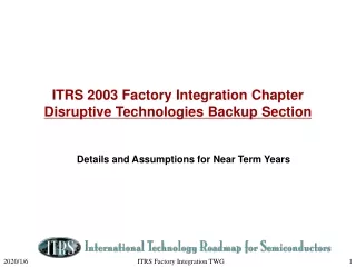 ITRS 2003 Factory Integration Chapter Disruptive Technologies Backup Section