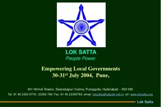 Empowering Local Governments 30-31 st  July 2004,  Pune,
