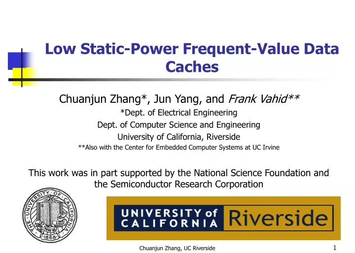 low static power frequent value data caches