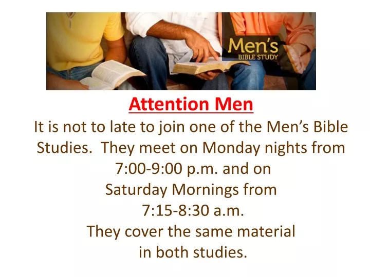 attention men it is not to late to join