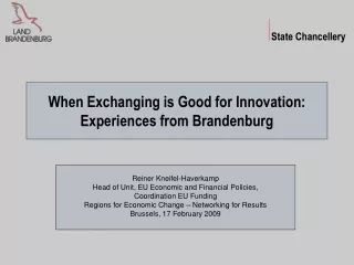 when exchanging is good for innovation experiences from brandenburg