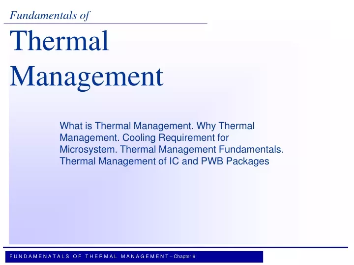 fundamentals of thermal management
