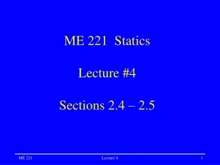 ME 221  Statics Lecture #4 Sections 2.4 – 2.5