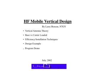 HF Mobile Vertical Design 		By Larry Benson, N7GY •  Vertical Antenna Theory