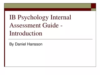 IB Psychology Internal Assessment Guide - Introduction