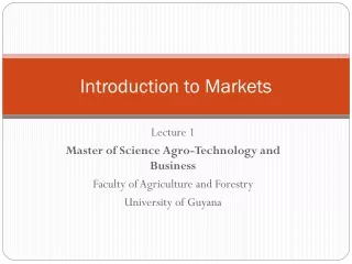 Introduction to Markets