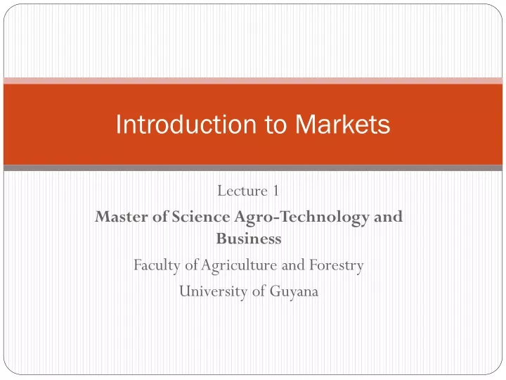 introduction to markets