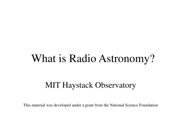 what is radio astronomy